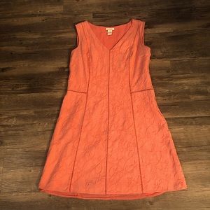 Sundance crochet/eyelet Matelasse coral sleeveless boho dress sz 8